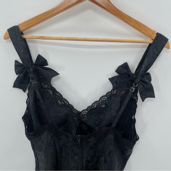 Victoria’s Secret Vintage Gold Tag Lace Bows Black Bodysuit Teddy Size Medium - Picture 7 of 12